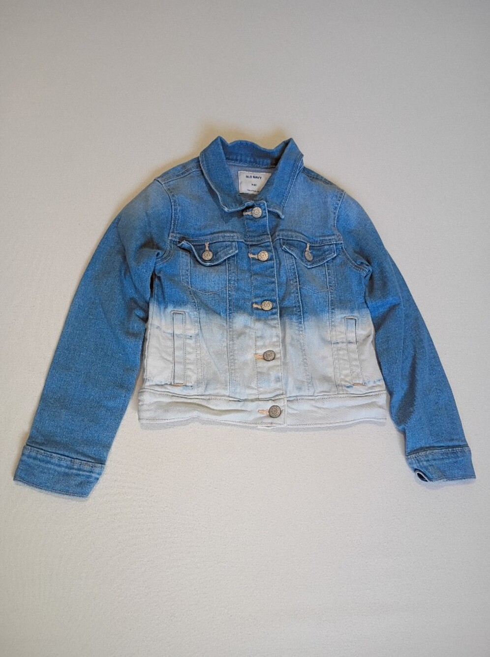 Old Navy kids'  Size 8 dip-dye ombre denim jacket White And Blue
